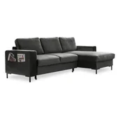 Narożniki - Ciemnoszary aksamitny narożnik rozkładany Miuform Lofty Lilly, prawostronny - miniaturka - grafika 1