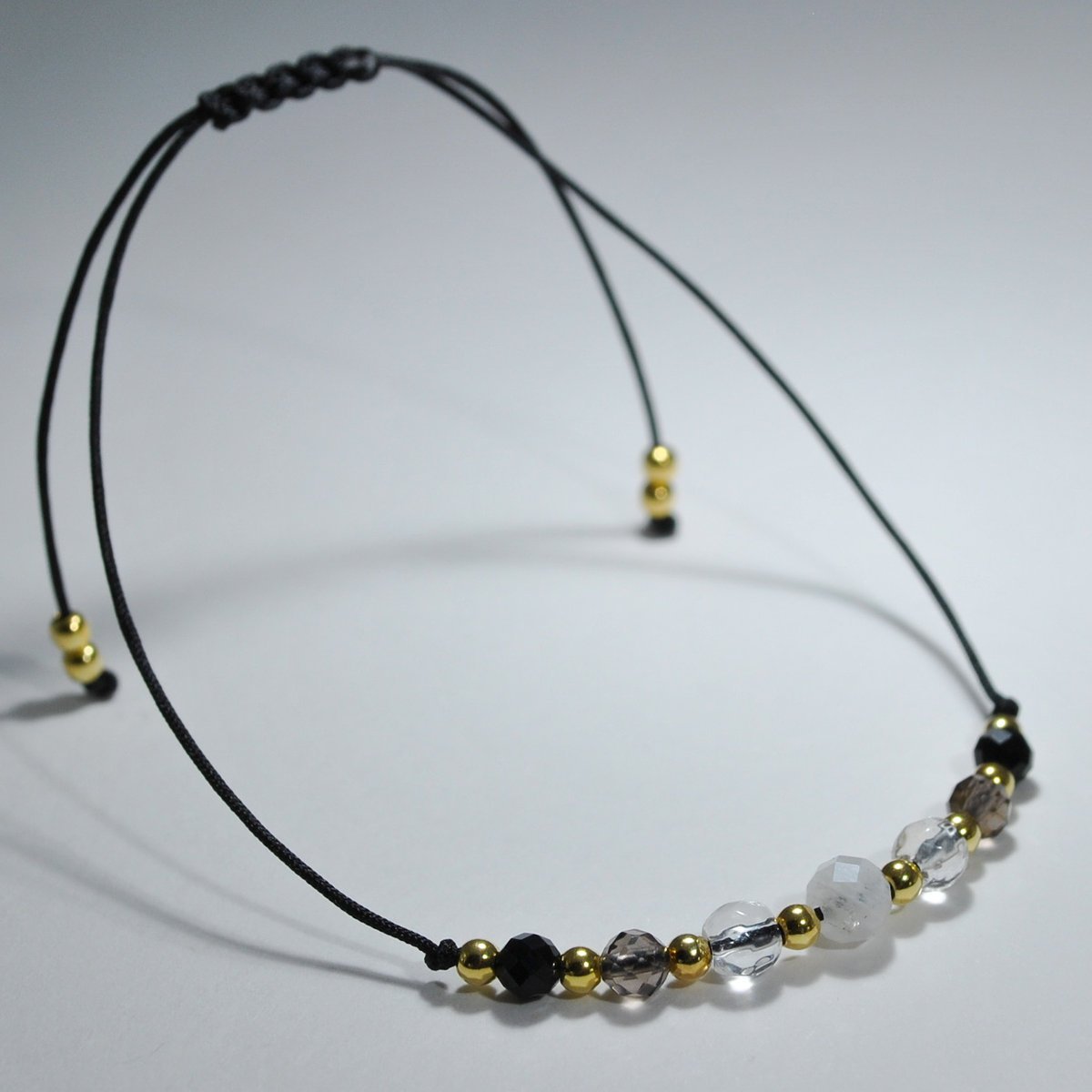 Bransoletka z Kamieni Naturalnych KiANU Kamień Księżycowy Kwarc Dymny Kryształ Onyks