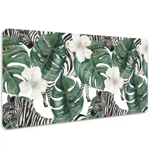 Mata ochronna na biurko Zebry w liściach 100x50 cm, Dywanomat - Podkładki na biurko - miniaturka - grafika 1