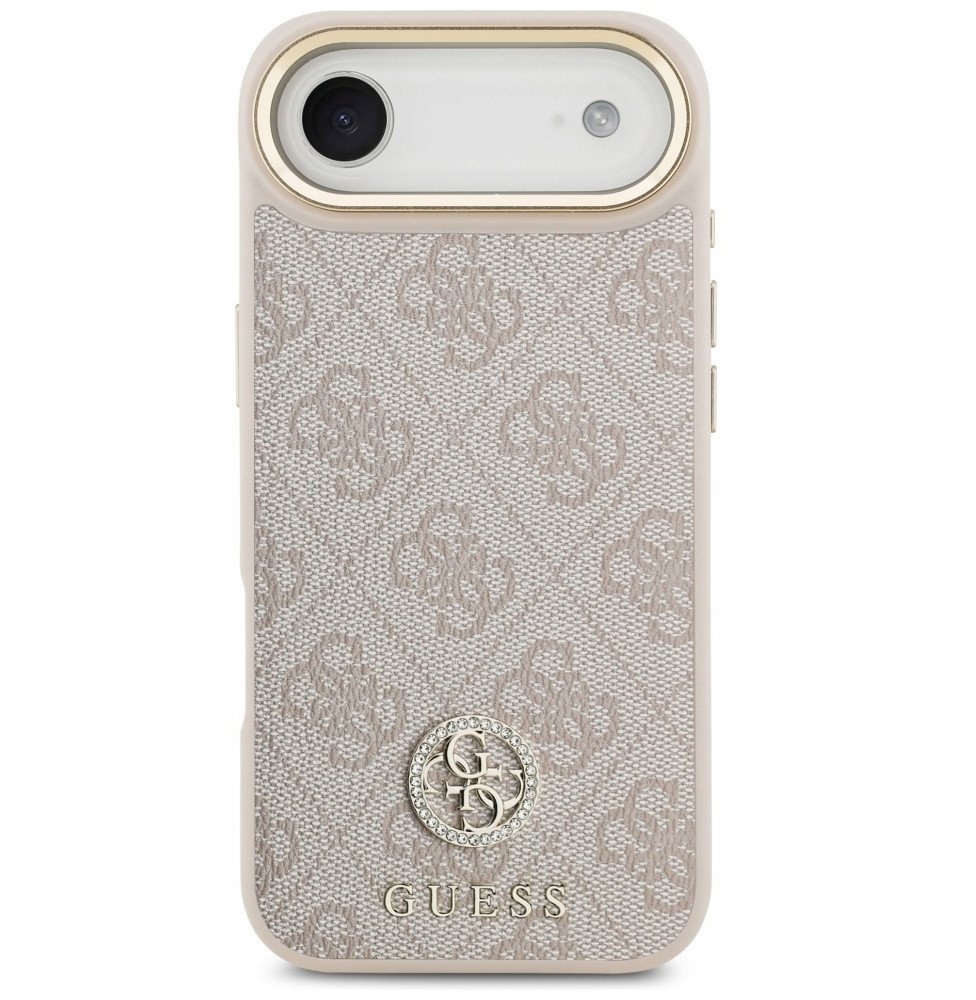 Etui Guess 4G Strass Logo & Big Strap Metal Buttons MagSafe do iPhone Air różowy