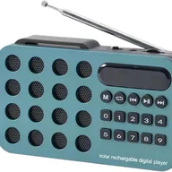 Radia - Przenośne radio z głośnikiem, ładowane energią słoneczną, do domu, na kemping i w podróż (niebieskie). - miniaturka - grafika 1