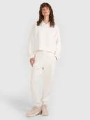 Spodnie sportowe damskie - 4F Spodnie dresowe joggery z modalem damskie - białe L - miniaturka - grafika 1