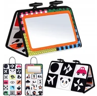 Zabawki sensoryczne - DUŻA KSIĄŻECZKA SENSORYCZNA Z LUSTERKIEM KONTRASTOWA MIĘKKA NAUKA WIDZENIA - miniaturka - grafika 1