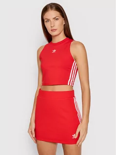 Koszulki i topy damskie - Adidas Top adicolor Classics Cropped H38733 Czerwony Slim Fit - grafika 1