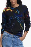 Koszulki i topy damskie - Czarny sweter damski Desigual - DESIGUAL - miniaturka - grafika 1