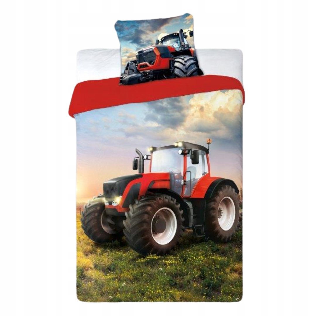 Pościel Czerwony Traktor 160x200 70x80 Bawełna Komplet Turbo