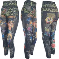 Legginsy - Legginsy Wyszczuplające Kolorowe Kolorowe Leginsy Nadruk Sportowe Push Up - miniaturka - grafika 1