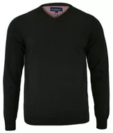 Swetry męskie - Sweter Czarny, Elegancki, Dekolt w Serek, Męski, Bawełniany (V-neck) - Adriano Guinari - miniaturka - grafika 1