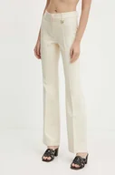 Spodnie damskie - Joop! spodnie damskie kolor beżowy dzwony high waist 30042711 - miniaturka - grafika 1