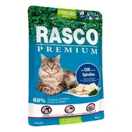Mokra karma dla kotów - RASCO Premium dorsz ze spirulina fileciki w sosie 85g saszetka dla sterylizowanego kota (1703-13392) - miniaturka - grafika 1