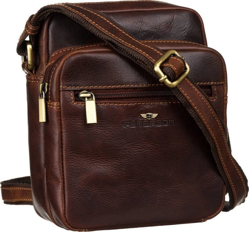 Peterson Listonoszka skórzana Peterson PTN TB-011-COM COGNA koniakowa