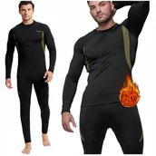 Spodnie narciarskie - BIELIZNA TERMOAKTYWNA MĘSKA ODZIEŻ TERMICZNA ZESTAW BLUZA SPODNIE CZARNY XL CZARNA - miniaturka - grafika 1