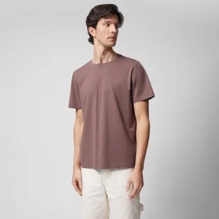 Męski t-shirt oversize Outhorn OTHWSS24TTSHM1499 - brązowy - Koszulki męskie - miniaturka - grafika 1