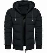 Kurtki męskie - Kurtka męska ocieplana z odczepianym kapturem czarna Recea - miniaturka - grafika 1