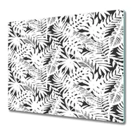 Deski do krojenia - Funkcjonalna Deska Kuchenna - Osłona indukcji 60x52 cm - Czarno-białe liście - miniaturka - grafika 1