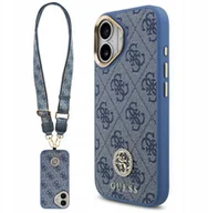 Etui i futerały do telefonów - Etui Guess 4G Strass Logo & Big Strap Metal Buttons MagSafe do iPhone 17 niebieski - miniaturka - grafika 1