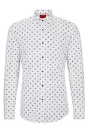 Koszule męskie - HUGO Kenno koszula męska z nadrukiem Slim-Fit z bawełnianego płótna, Open White199., 38 - miniaturka - grafika 1