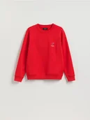 Bluzy męskie - Reserved - Bluza regular z bawełną - czerwony - miniaturka - grafika 1