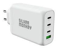 Ładowarki do telefonów - Silver Monkey Ładowarka sieciowa GaN 130W USB-C PD + USB 3.0 QC - miniaturka - grafika 1