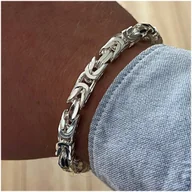 Bransolety męskie - Elegancka Srebrna Bransoletka Męska Splot Królewski Szeroka 7 Mm + Gratisy - miniaturka - grafika 1