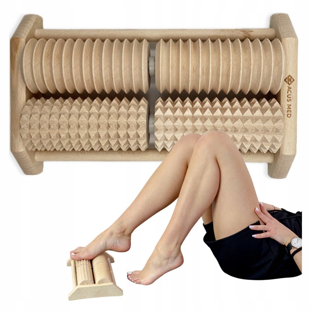 DREWNIANY MASAŻER LECZNICZY ANTYCELLULITOWY WAŁEK DO MASAŻU STÓP NÓG CIAŁA