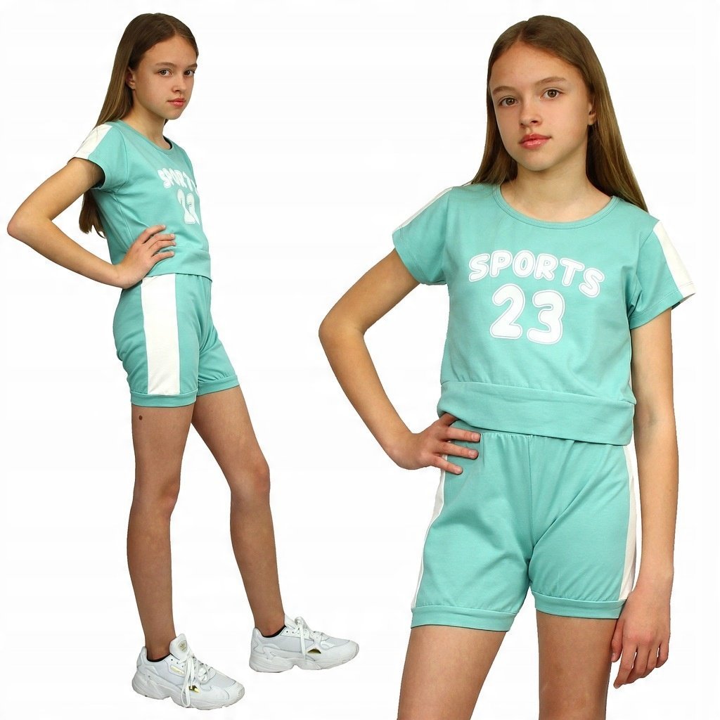 KOMPLET Sportowy TOP Krótkie SPODENKI Szorty 116