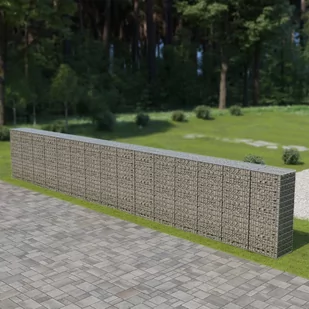 Ściana gabionowa z pokrywami, galwanizowana stal, 900x50x150 cm - Ogrodzenia - miniaturka - grafika 1