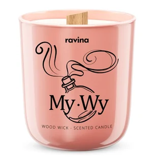 MY WY sojowa perfumowana świeca zapachowa w szkle, drewniany knot Amor  / RAVINA.pl - Świece - miniaturka - grafika 1