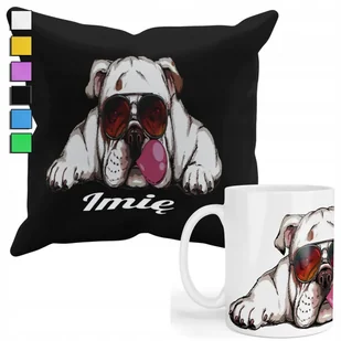Zestaw Kubek + Poszewka Z Nadrukiem-Dla Fana Prezent Pieski Zwierzęta+Imię - Gadżety dla niej i dla niego - miniaturka - grafika 1