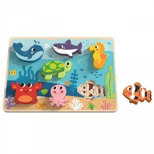 TOOKY TOY Drewniane Puzzle Montessori Świat Morza Rybki Żółwik Kształty - Układanki dla dzieci TOOKY TOY Drewniane Puzzle Montessori Świat Morza Rybki Żółwik Kształty - Układanki dla dzieci - miniaturka - grafika 1