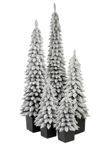 Choinka Sztuczna Ośnieżony Świerk Zakopiański Slim w Czarnej kwadratowej donicy 80 cm - Choinki - miniaturka - grafika 1