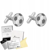 Spinki do mankietów i krawatów - Srebrne Spinki do Mankietów Piłka Nożna Dzień Ojca Prezent ŻYCZENIA GRATIS - miniaturka - grafika 1