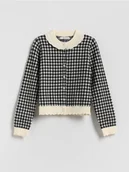 Swetry dla dziewczynek - Reserved - Kardigan w kratę - wielobarwny - miniaturka - grafika 1