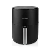 Frytkownice - Nedis Frytkownica na gorące powietrze | 3 l | timer: 60 min | liczba wstępnie ustawionych programów: 8 | cyfrowe | czarne - miniaturka - grafika 1