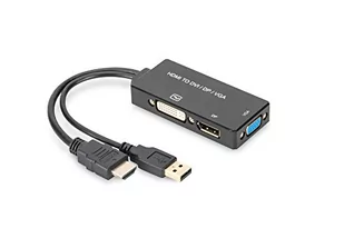 Assmann Adapter HDMI USB 4K 30Hz UHD HDMI A USB na DisplayPort+DVI+VGA czarny 0,2m (AK-330403-002-S) - Adaptery i przejściówki - miniaturka - grafika 1