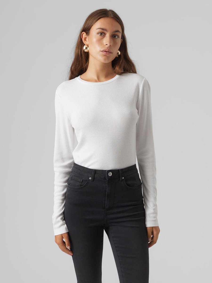 VERO MODA BIAŁA BLUZKA DOPASOWANA Z DŁUGIM RĘKAWEM M 16EA