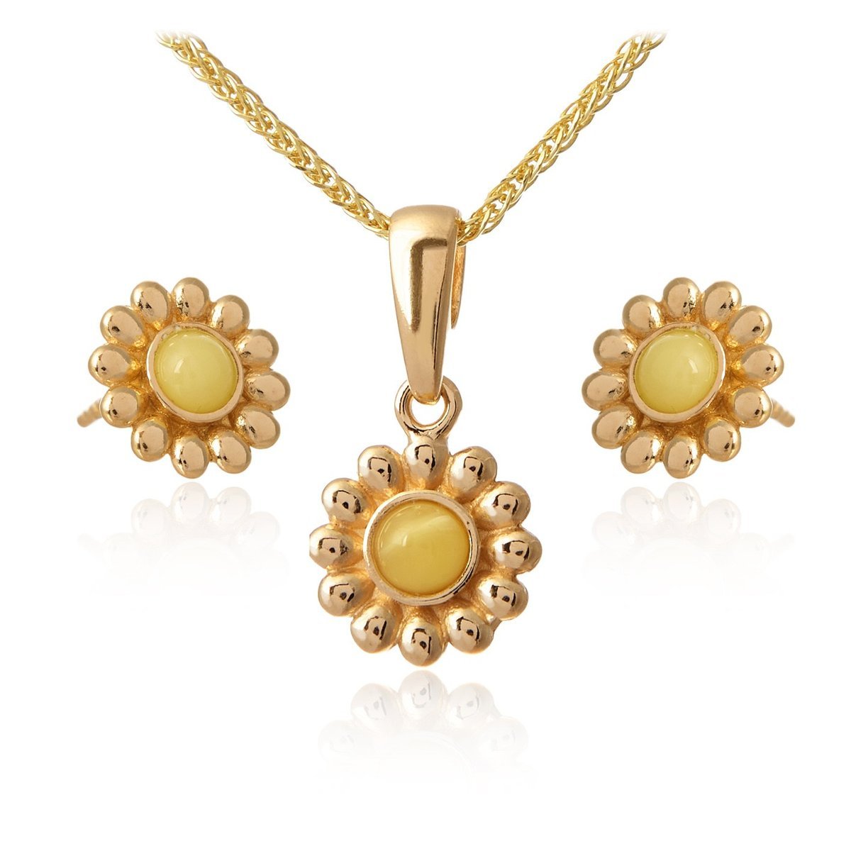 ankabizuteria.pl Komplet biżuterii srebrny pozłacany z bursztynem KW