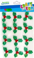 Zabawki kreatywne - Craft With Fun, Ozdoba dekoracyjna samoprzylepna materiałowa Ostrokrzew, 12 szt., 501456 - miniaturka - grafika 1