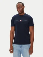 Koszulki męskie - Tommy Jeans T-Shirt Flag Linear DM0DM21911 Granatowy Regular Fit - miniaturka - grafika 1