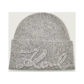 Czapki damskie - Karl Lagerfeld Czapka k/signature | z dodatkiem wełny - miniaturka - grafika 1