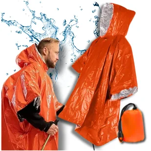 Wielofunkcyjne poncho przeciwdeszczowe wodoodporny płaszcz pomarańczowy - Płaszcze damskie - miniaturka - grafika 1