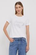 Koszulki sportowe damskie - Pepe Jeans t-shirt bawełniany KIM damski kolor biały - miniaturka - grafika 1