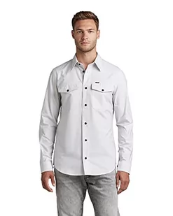 G-STAR RAW Men's Marine Slim koszula męska, wielokolorowa (Oyster Mushroom/White Oxford 7665-D877), L, Wielokolorowy (Oyster Mushroom/White Oxford 7665-d877), L - Koszule męskie - miniaturka - grafika 1