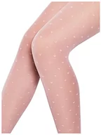Rajstopy - Conte Elegant Anabel eleganckie rajstopy dziecięce – rajstopy na co dzień – rajstopy z częścią majteczkową i płaskim szwem – wzór serca – wygodne – 20 DEN, Rosa, 104/110 cm - miniaturka - grafika 1