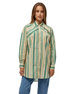 Minus Damska koszulka w kwietniu, oversize, 9382 Ivy Green Stripes, 38 - Koszulki i topy damskie - miniaturka - grafika 1