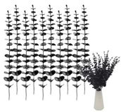 Sztuczne kwiaty - Gałązki sztuczne liście eukaliptusa zestaw 10szt czarne dekoracyjne ozdobne wystrój - miniaturka - grafika 1