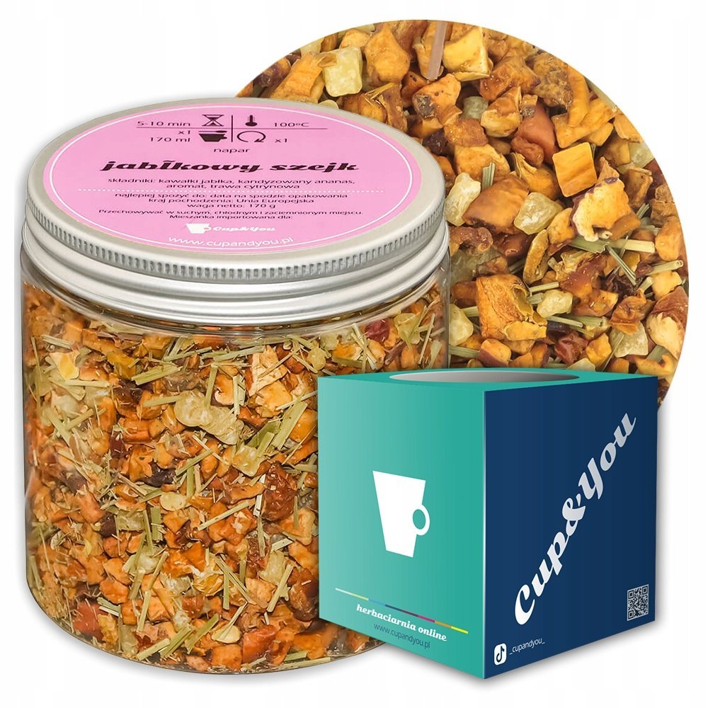 Herbata owocowa JABŁKOWY SZEJK o smaku jabłkowo-cytrusowym PREMIUM Cup&You - herbata liściasta sypana mieszanka napar susz - gotowa na prezent upomi..