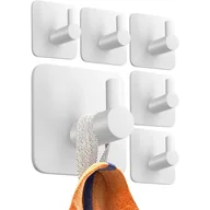 Wieszaki łazienkowe - Samoprzylepne haczyki ścienne – 6 szt., wieszak na ręczniki łazienkowe, haczyk kuchenny, wieszak na ubrania, biały - miniaturka - grafika 1