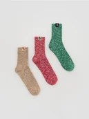 Skarpetki dla dzieci - Reserved - Bawełniane skarpetki 3 pack - ciemnozielony - miniaturka - grafika 1