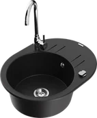 Zlewozmywaki z baterią - Mexen Kevin zlewozmywak granitowy 1-komorowy z ociekaczem i baterią kuchenną Telma, czarny - 6517-77-670200-00 - miniaturka - grafika 1
